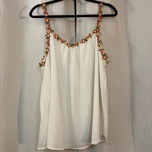 Forever 21 floral white tank